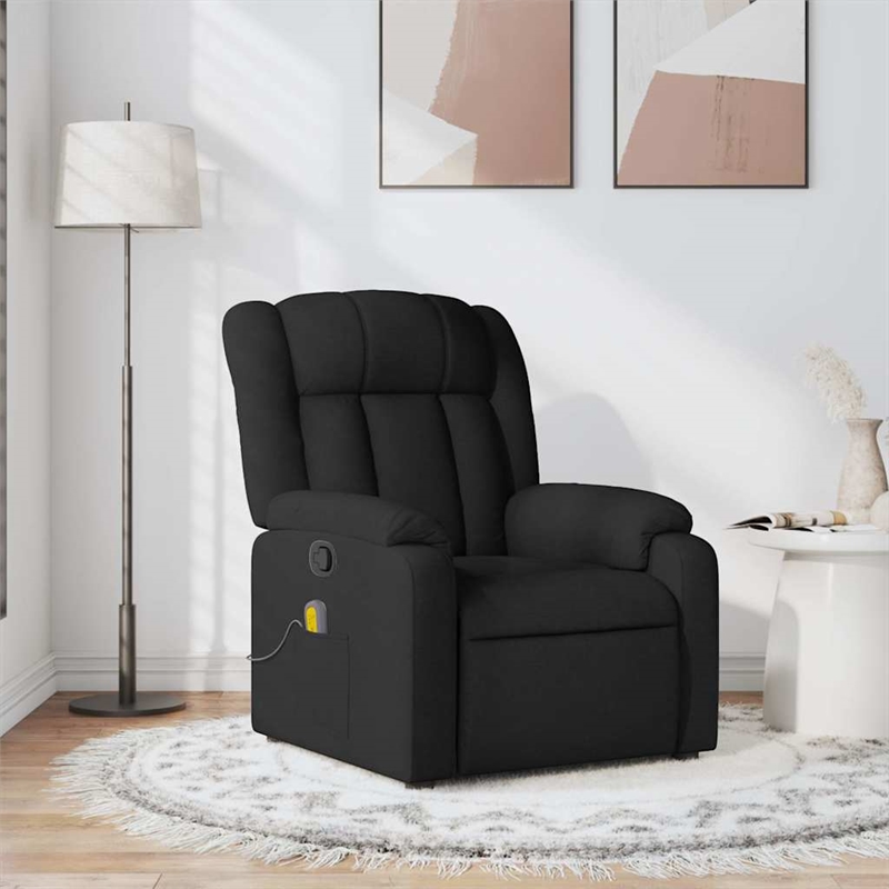 vidaXL Fabric Massage Recliner Chair in Black