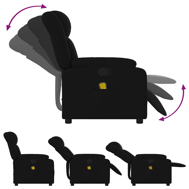 vidaXL Fabric Massage Recliner Chair in Black