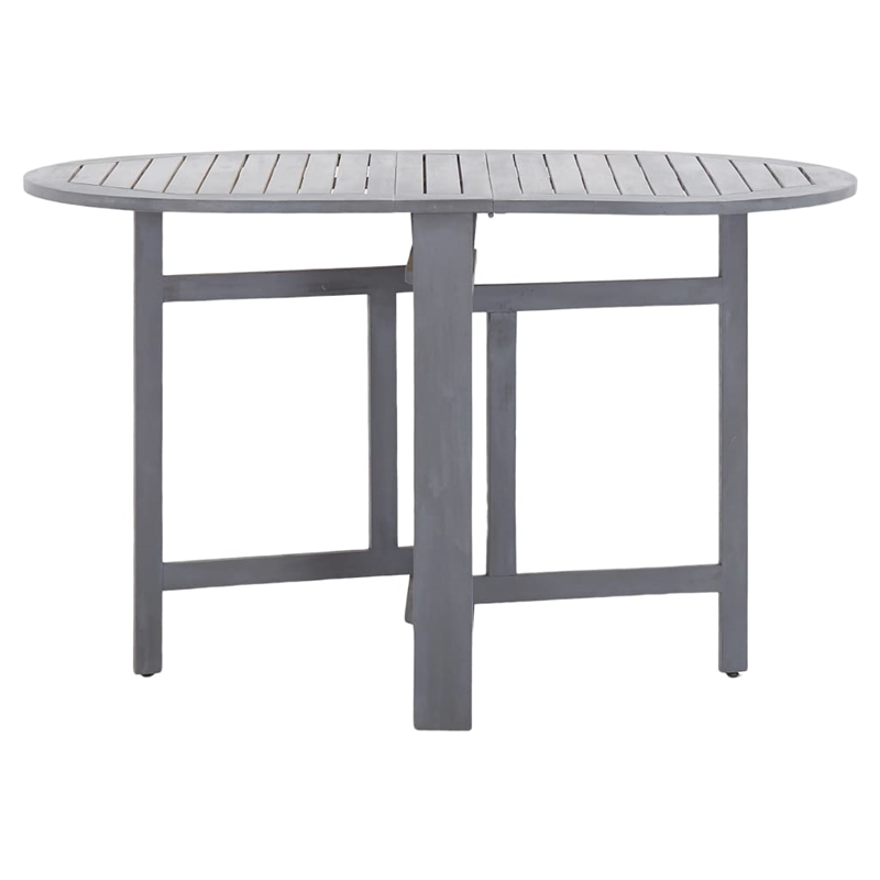 vidaXL Solid Acacia Wood Medium Foldable Dining Table in Grey