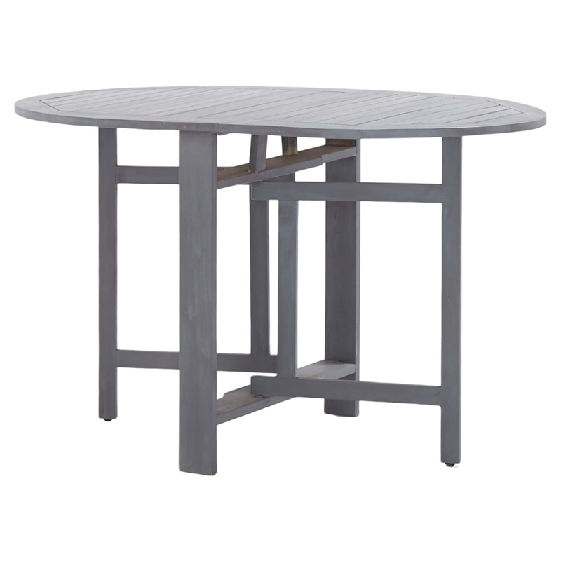 vidaXL Solid Acacia Wood Medium Foldable Dining Table in Grey