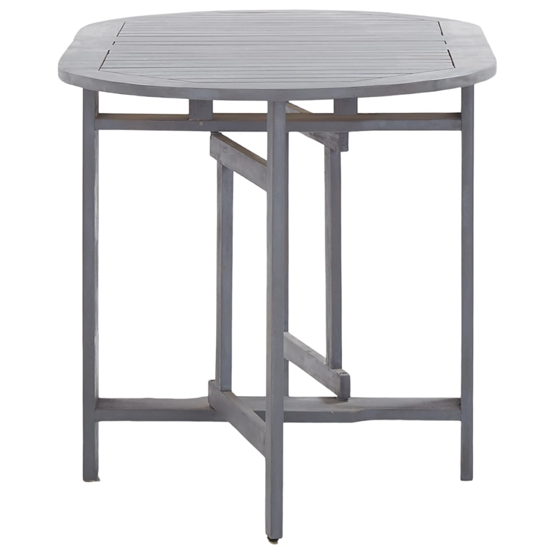 vidaXL Solid Acacia Wood Medium Foldable Dining Table in Grey