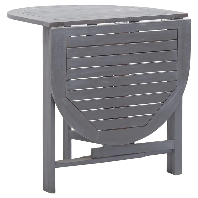vidaXL Solid Acacia Wood Medium Foldable Dining Table in Grey