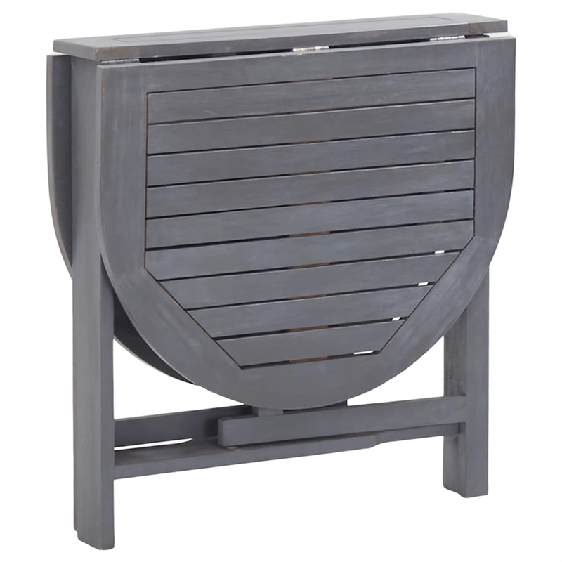 vidaXL Solid Acacia Wood Medium Foldable Dining Table in Grey