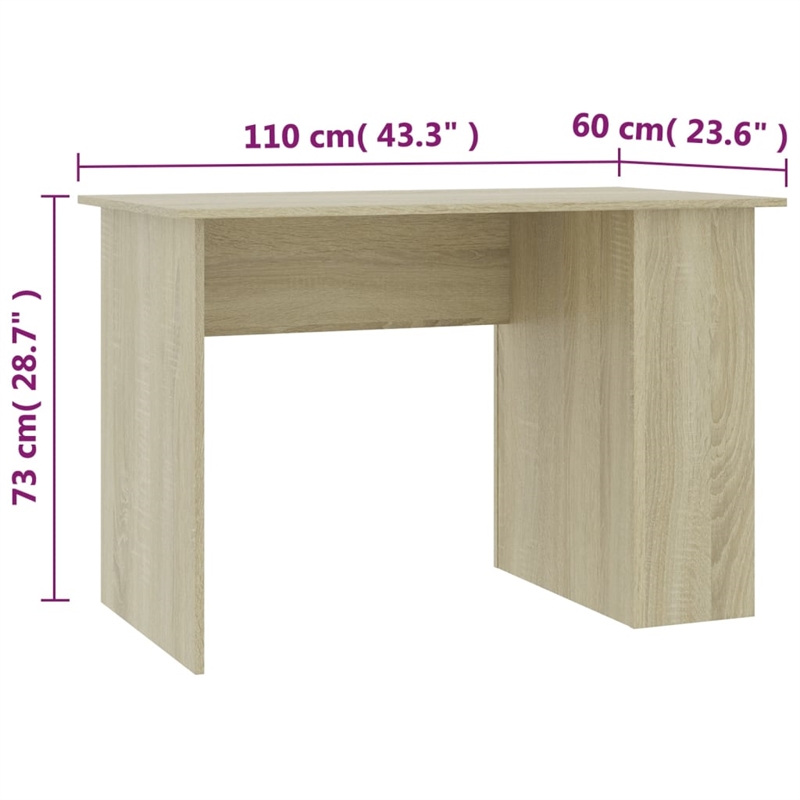 vidaXL Engineered Wood Medium Computer Desk in Sonoma Oak