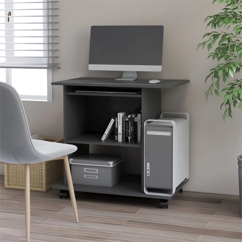 vidaXL Engineered Wood Compact Computer Desk in Gray
