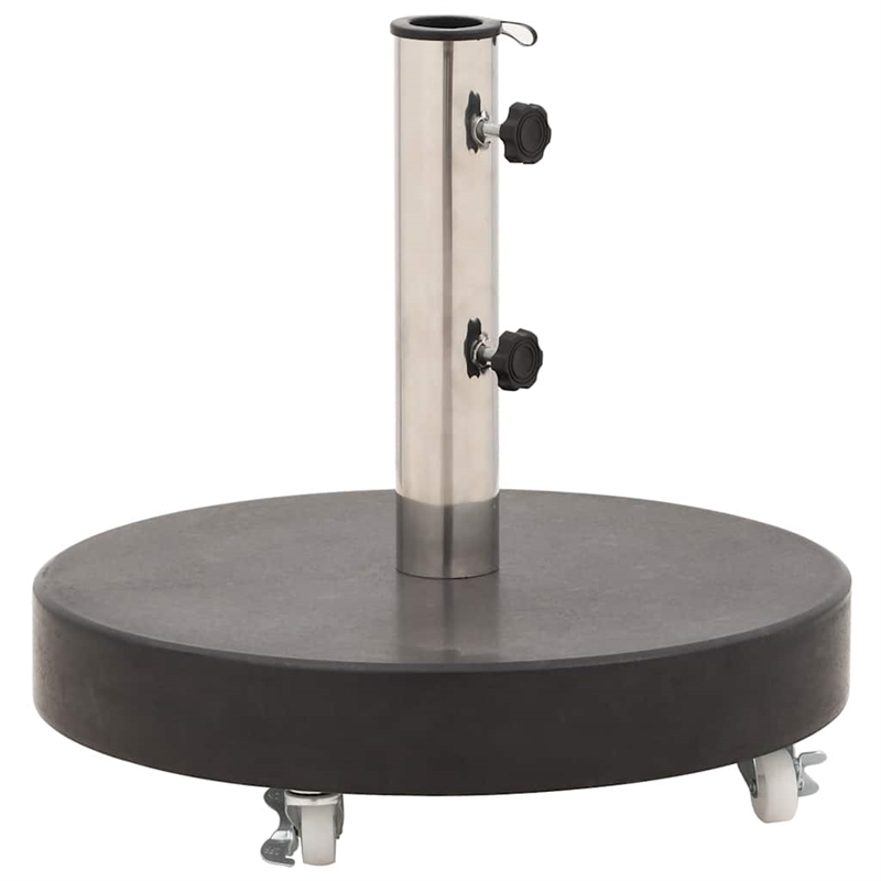 vidaXL Rollable Granite and Stainless Steel Parasol Base in Black