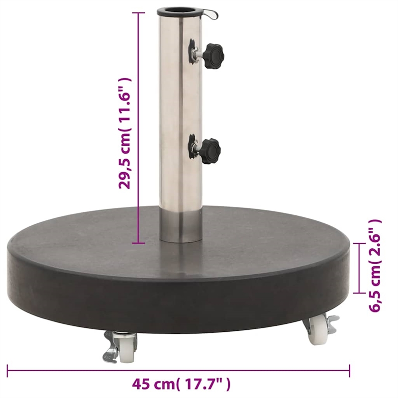 vidaXL Rollable Granite and Stainless Steel Parasol Base in Black