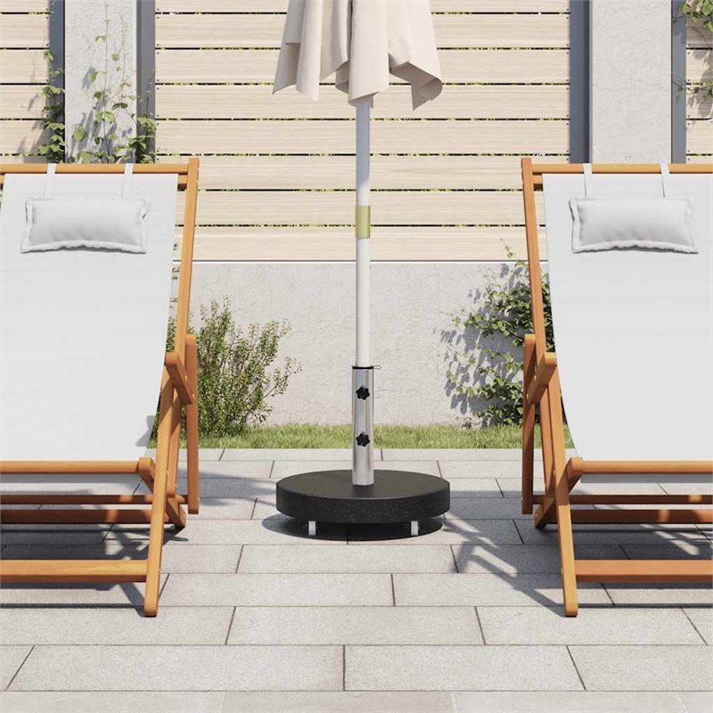 vidaXL Rollable Granite and Stainless Steel Parasol Base in Black