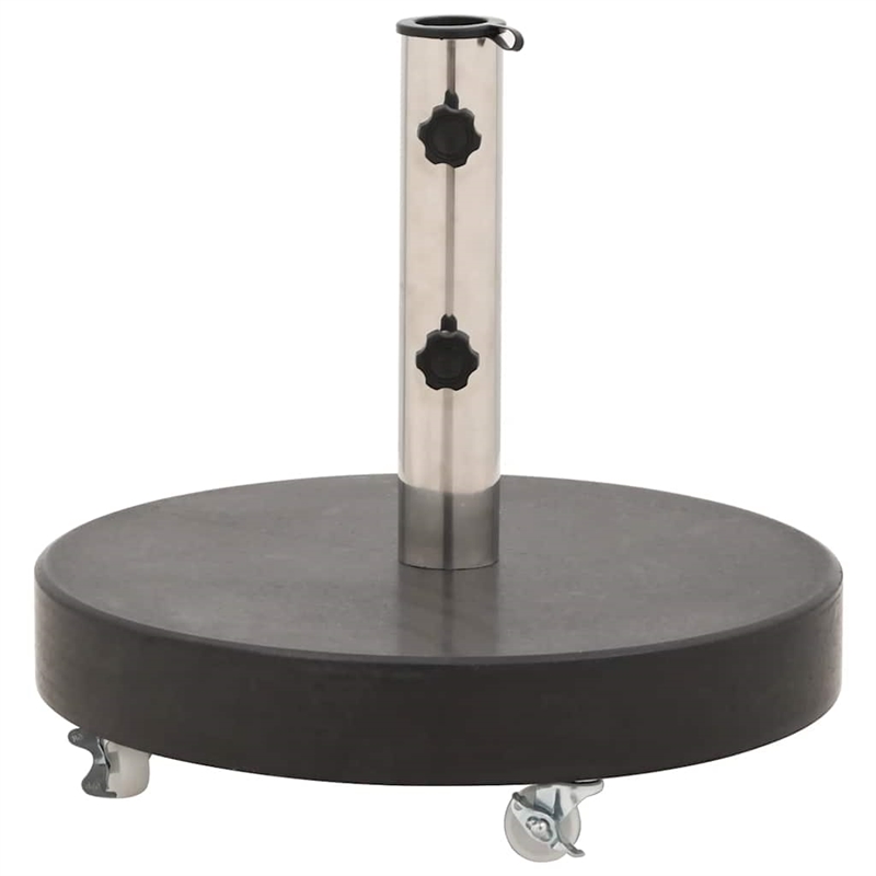 vidaXL Rollable Granite and Stainless Steel Parasol Base in Black
