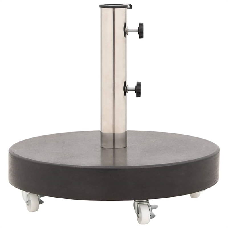 vidaXL Rollable Granite and Stainless Steel Parasol Base in Black