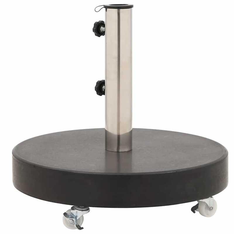 vidaXL Rollable Granite and Stainless Steel Parasol Base in Black
