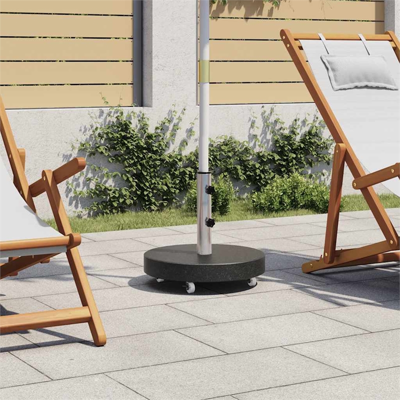 vidaXL Rollable Granite and Stainless Steel Parasol Base in Black