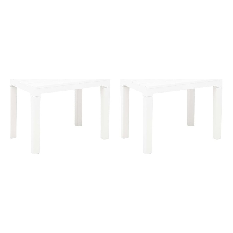 vidaXL Plastic Lightweight Medium Garden Bench in White (Set of 2)