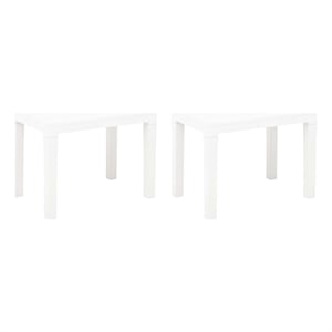 vidaXL Plastic Lightweight Medium Garden Bench in White (Set of 2)