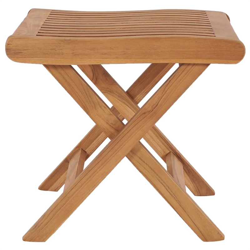 vidaXL Teak Wood Medium Foldable Outdoor Footrest in Rustic Brown