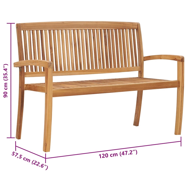 vidaXL Solid Teak Wood Garden Bench in Natural