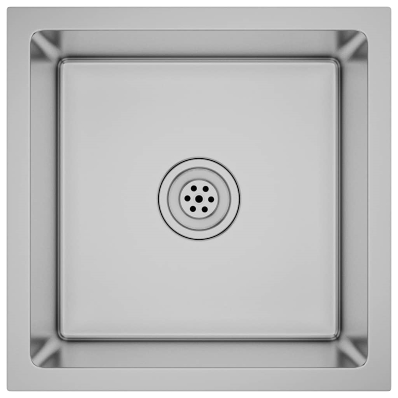 vidaXL Stainless Steel Handmade Kitchen Sink in Silver