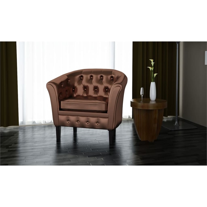 vidaXL  Wooden Frame and Faux Leather Chair in Chesterfield Brown