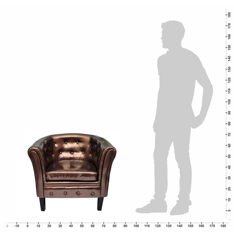 vidaXL  Wooden Frame and Faux Leather Chair in Chesterfield Brown