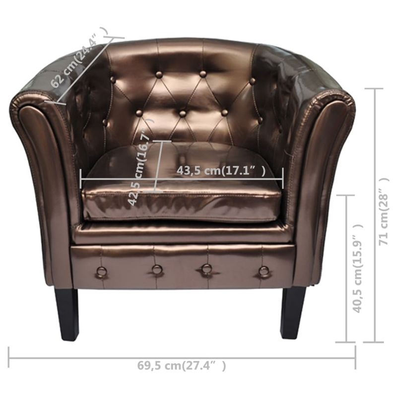 vidaXL  Wooden Frame and Faux Leather Chair in Chesterfield Brown