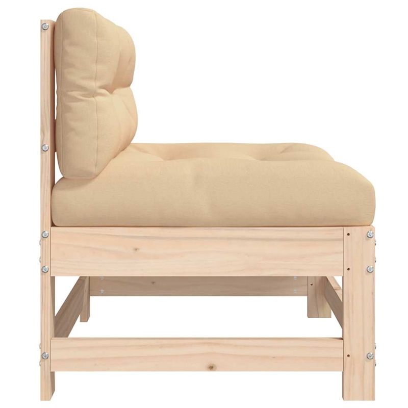 vidaXL Solid Pinewood Square Middle Sofa in Beige