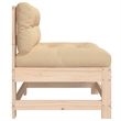 vidaXL Solid Pinewood Square Middle Sofa in Beige