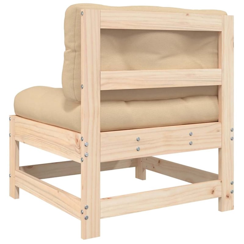 vidaXL Solid Pinewood Square Middle Sofa in Beige