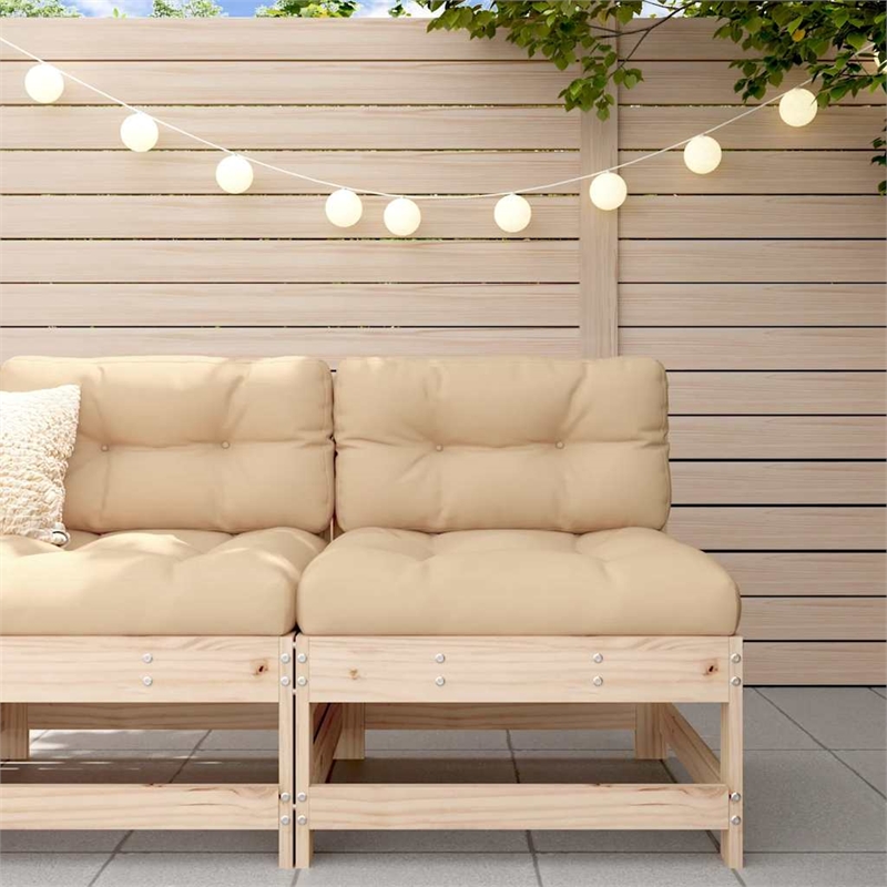 vidaXL Solid Pinewood Square Middle Sofa in Beige