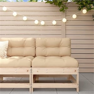 vidaXL Solid Pinewood Square Middle Sofa in Beige