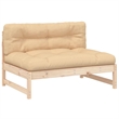 vidaXL Middle Sofa in Natural Wood and Beige