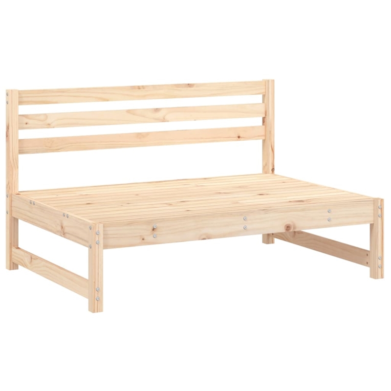 vidaXL Middle Sofa in Natural Wood and Beige