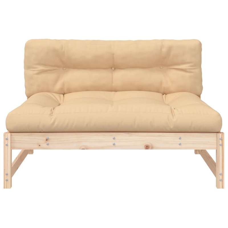 vidaXL Middle Sofa in Natural Wood and Beige