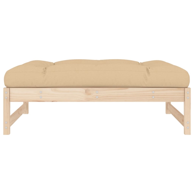 vidaXL Solid Pinewood Garden Footstool in Beige
