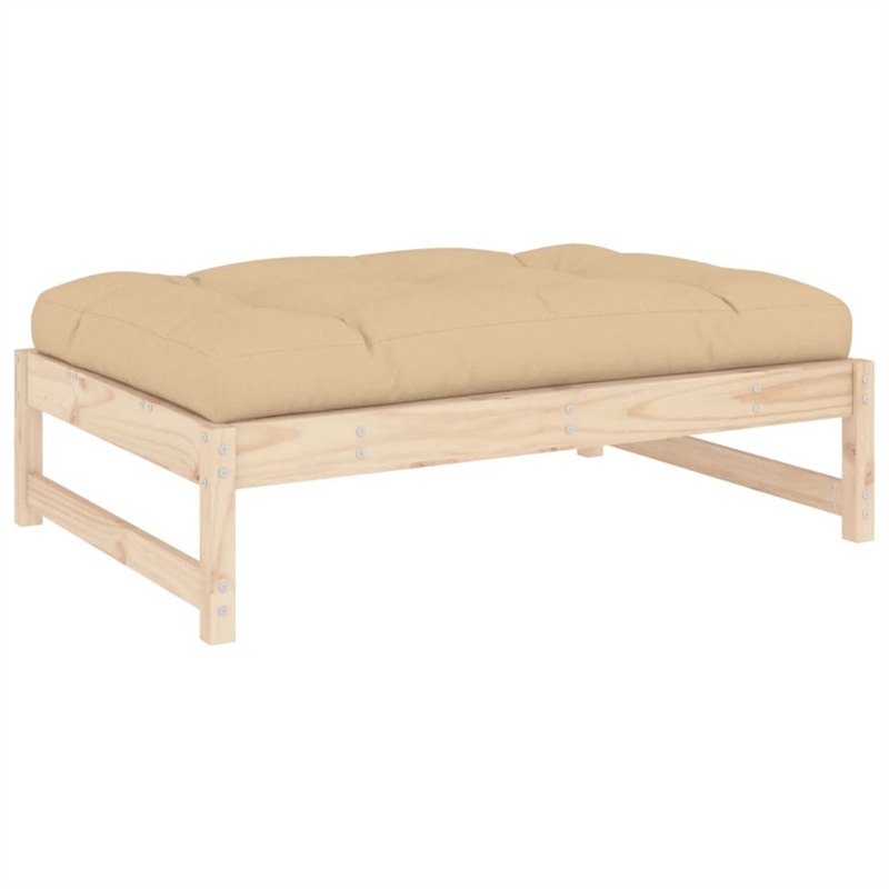 vidaXL Solid Pinewood Garden Footstool in Beige