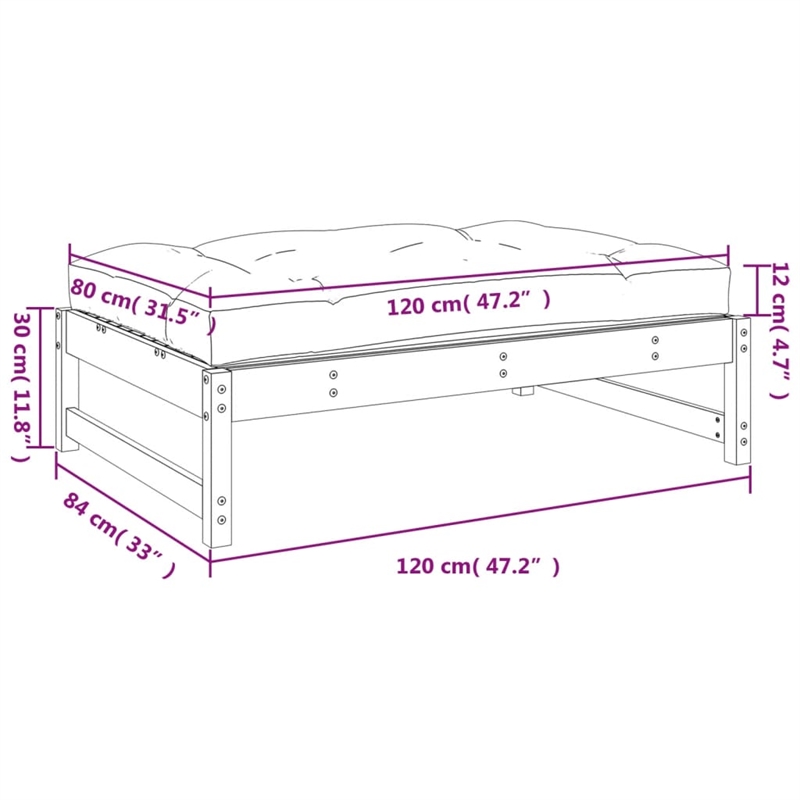 vidaXL Solid Pinewood Garden Footstool in Beige