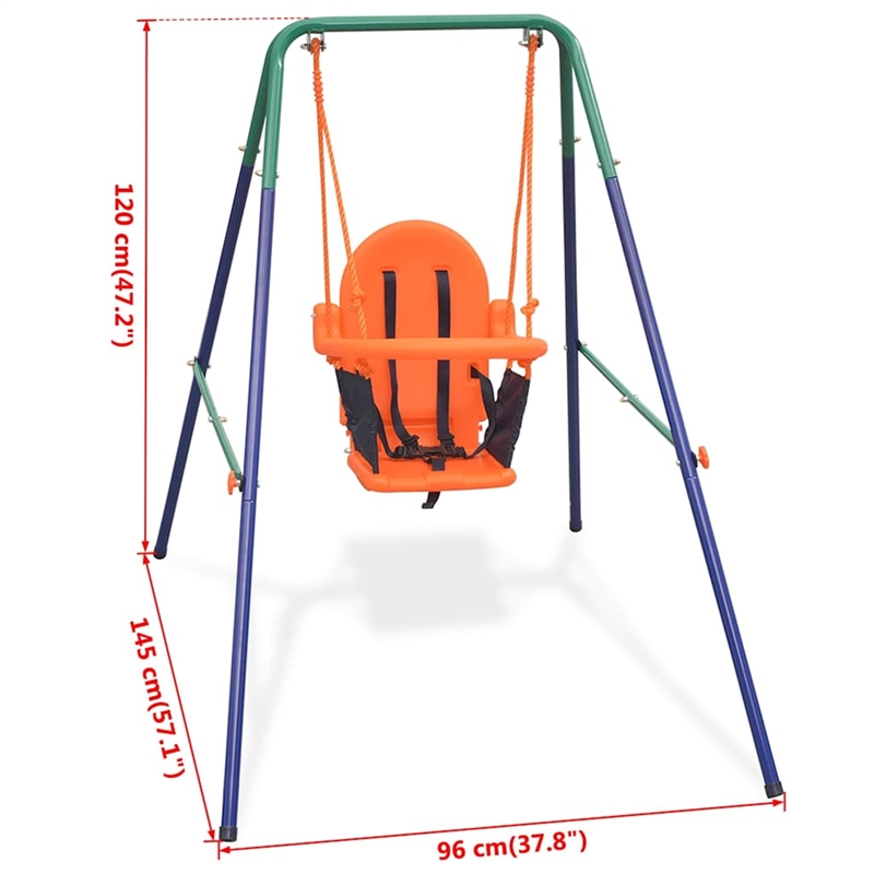 vidaXL Plastic Standard Durable Toddler Swing in Blue/Green/Orange