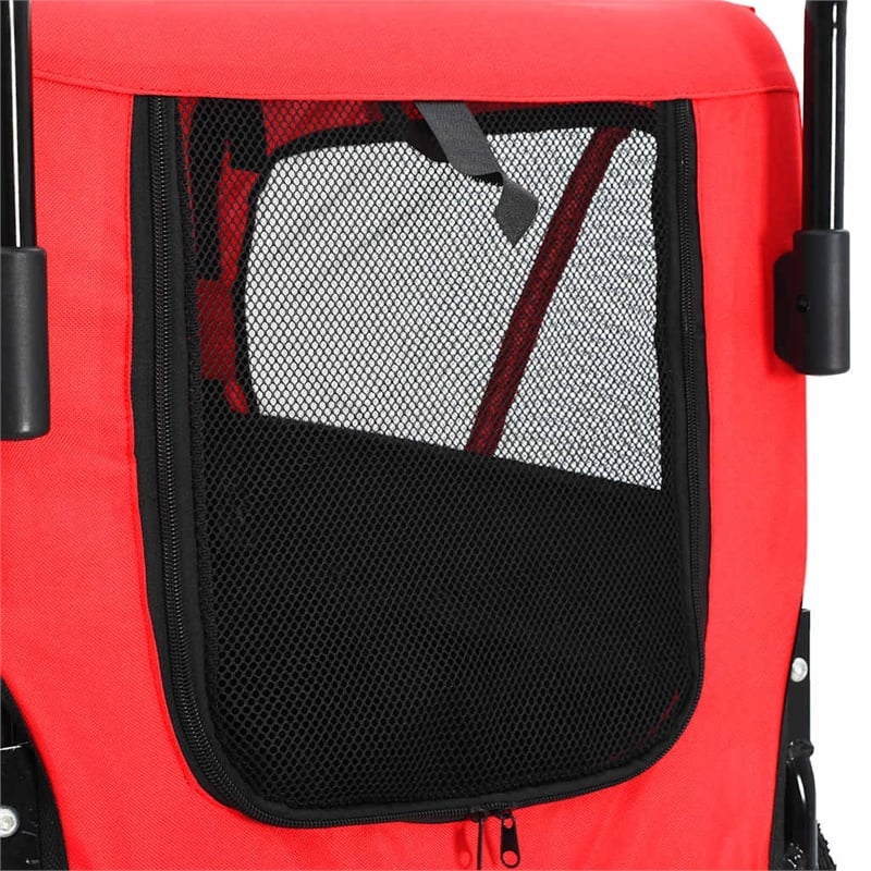 vidaXL Fabric and Steel Collapsible Pet Bike Trailer in Red and Black