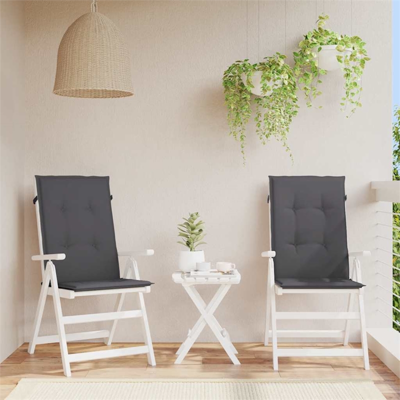 vidaXL Highback Chair Cushion in Anthracite (Set of 2)