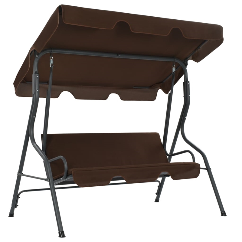 vidaXL Powder-Coated Steel Frame Garden Swing Seat in Coffee/Brown