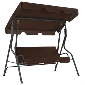 vidaXL Powder-Coated Steel Frame Garden Swing Seat in Coffee/Brown