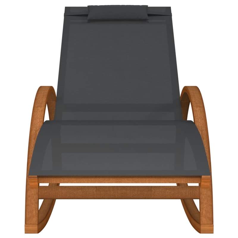 vidaXL Textilene and Solid Poplar Wood Standard Rocking Chair in Gray