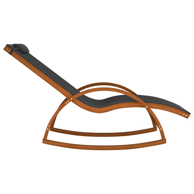 vidaXL Textilene and Solid Poplar Wood Standard Rocking Chair in Gray