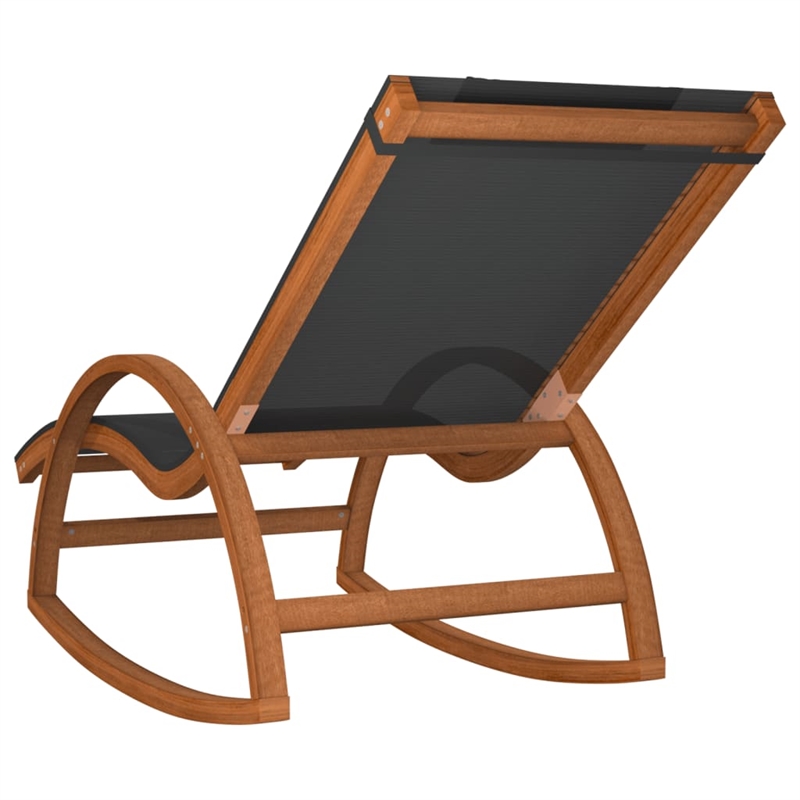 vidaXL Textilene and Solid Poplar Wood Standard Rocking Chair in Gray
