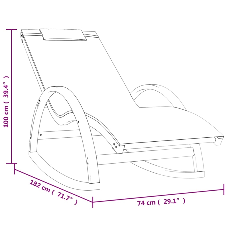 vidaXL Textilene and Solid Poplar Wood Standard Rocking Chair in Gray