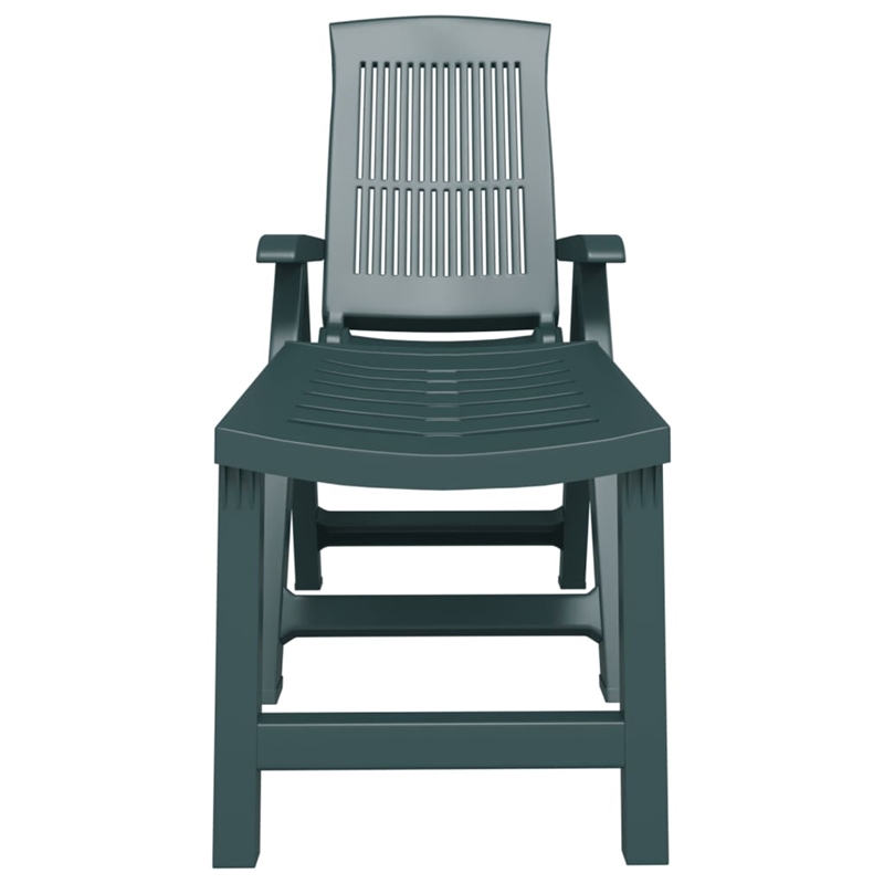 vidaXL Plastic Standard Foldable Sun Lounger in Green