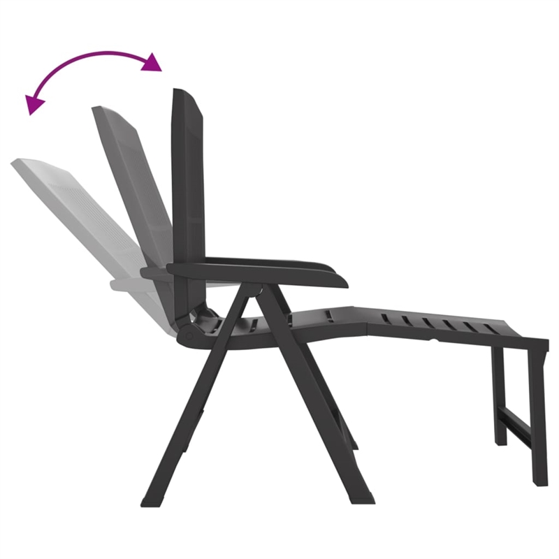 vidaXL Plastic Standard Foldable Sun Lounger in Anthracite
