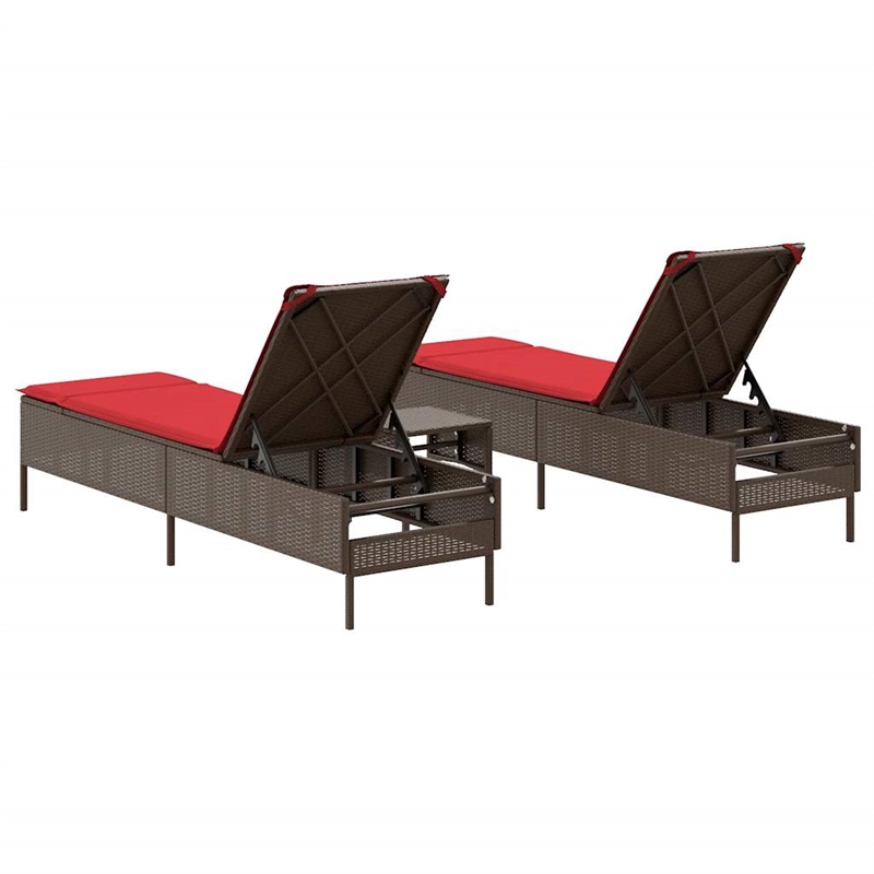 vidaXL Patio  Sun Lounger Set in Brown and Red