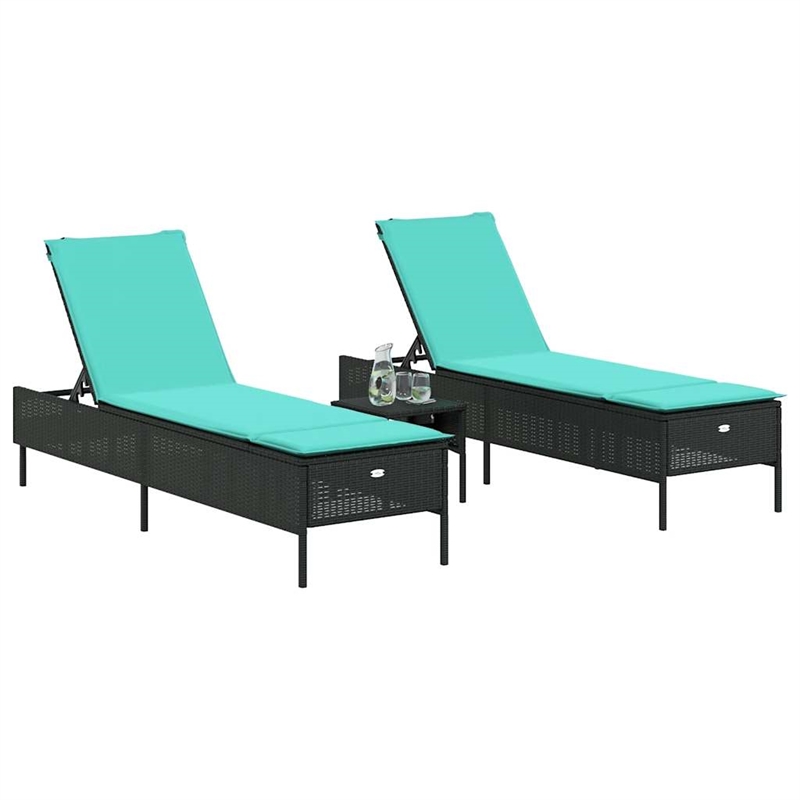 vidaXL Patio Standard Sun Lounger Set in Black and Blue