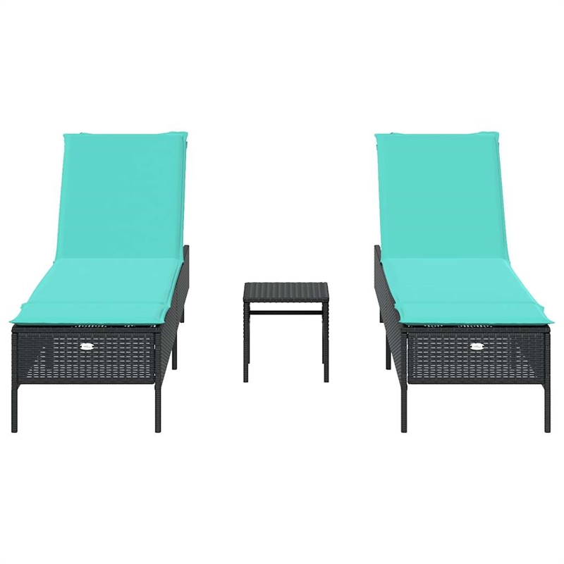 vidaXL Patio Standard Sun Lounger Set in Black and Blue