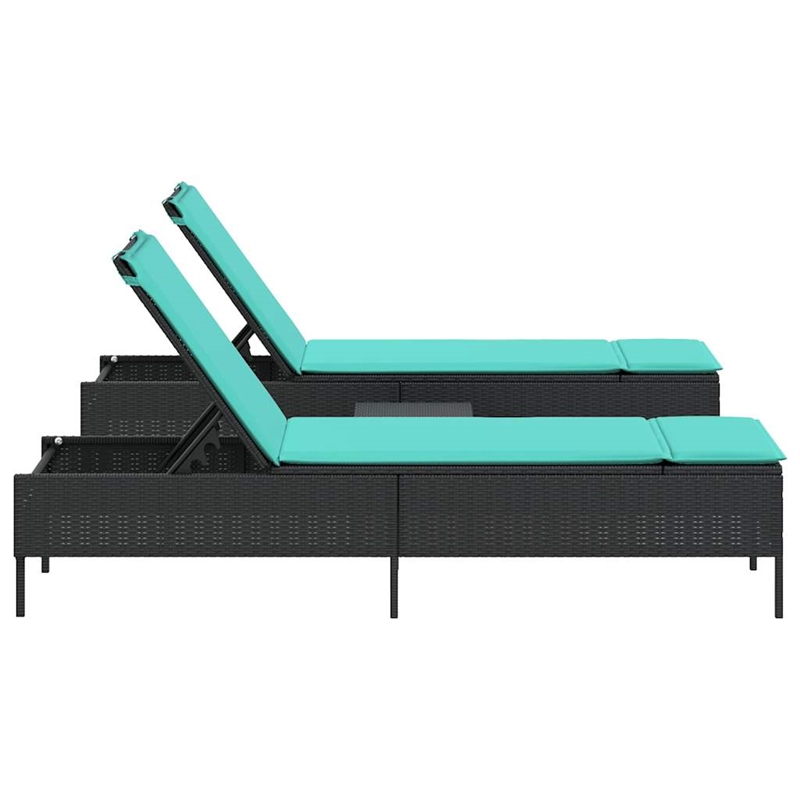 vidaXL Patio Standard Sun Lounger Set in Black and Blue